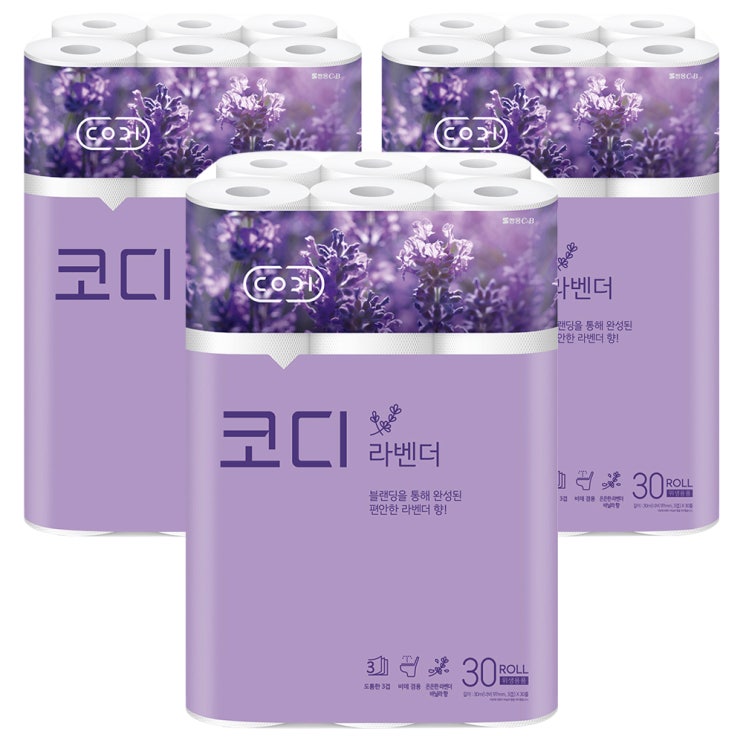 의외로 인기있는 코디 라벤더 3겹 롤화장지 30m, 30롤, 3팩 좋아요 의외로 인기있는 코디 라벤더 3겹 롤화장지 30m, 30롤, 3팩 좋아요
