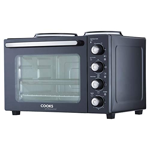 잘팔리는 George Foreman Cooks Professional 34L 미니 오븐 및 호브 2 개의 핫 플레이트가있는 전기 다기능 조리대 온도 조절 및 타이머 로스팅 접시가있 잘팔리는 George Foreman Cooks Professional 34L 미니 오븐 및 호브 2 개의 핫 플레이트가있는 전기 다기능 조리대 온도 조절 및 타이머 로스팅 접시가있
