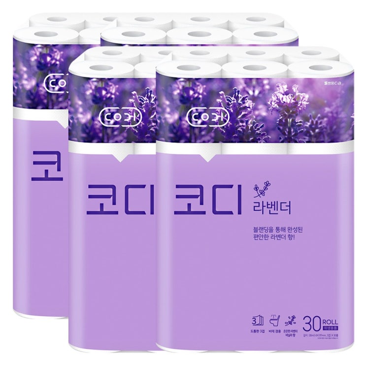 요즘 인기있는 코디 라벤더 3겹 롤화장지 30m, 30롤, 4팩 ··· 요즘 인기있는 코디 라벤더 3겹 롤화장지 30m, 30롤, 4팩 ···