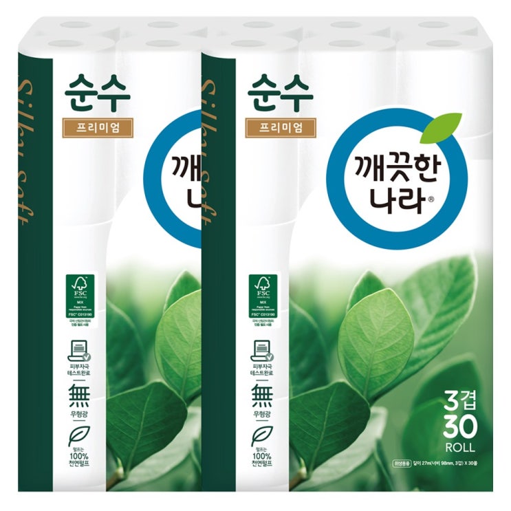 가성비갑 깨끗한나라 순수 프리미엄 3겹 화장지 27m 30롤X2개 총 60롤, 상세페이지 참조, 30롤 ··· 가성비갑 깨끗한나라 순수 프리미엄 3겹 화장지 27m 30롤X2개 총 60롤, 상세페이지 참조, 30롤 ···