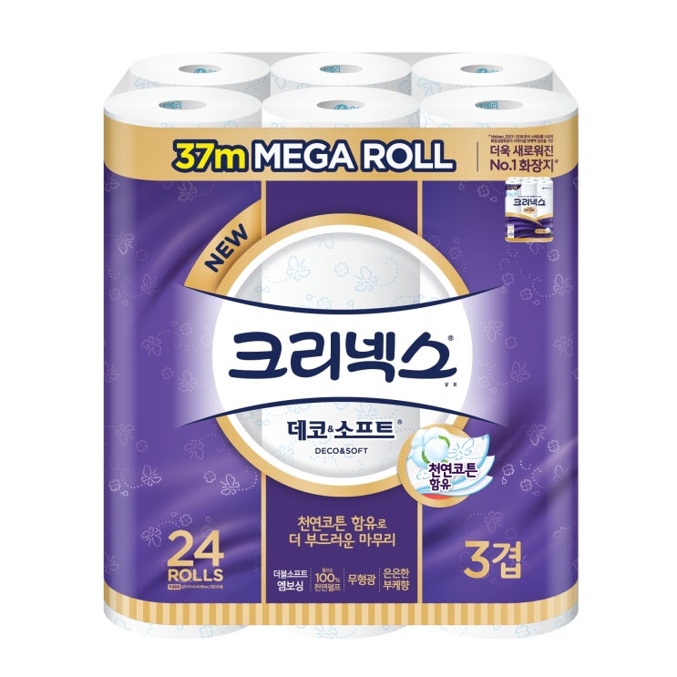 가성비갑 크리넥스 3겹 데코 & 소프트 화장지 37m, 24개입, 1개 ··· 가성비갑 크리넥스 3겹 데코 & 소프트 화장지 37m, 24개입, 1개 ···