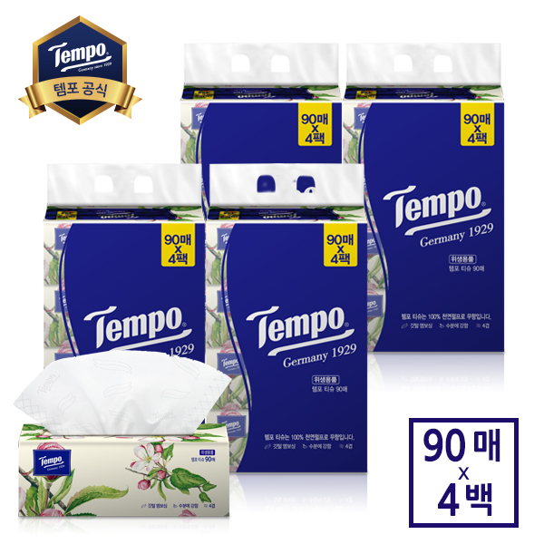 인기 급상승인 템포 프리미엄 천연펄프 소프트 티슈 4겹 90매, 4개입, 4팩 ··· 인기 급상승인 템포 프리미엄 천연펄프 소프트 티슈 4겹 90매, 4개입, 4팩 ···