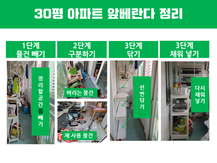  순식간에 정리하는 30평 아파트 앞 베란다 정리