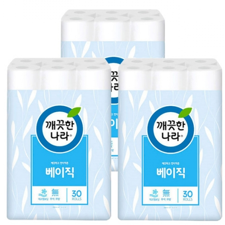 잘나가는 깨끗한 나라 베이직 50m 2겹 30롤 3팩 화장지 추천해요 잘나가는 깨끗한 나라 베이직 50m 2겹 30롤 3팩 화장지 추천해요