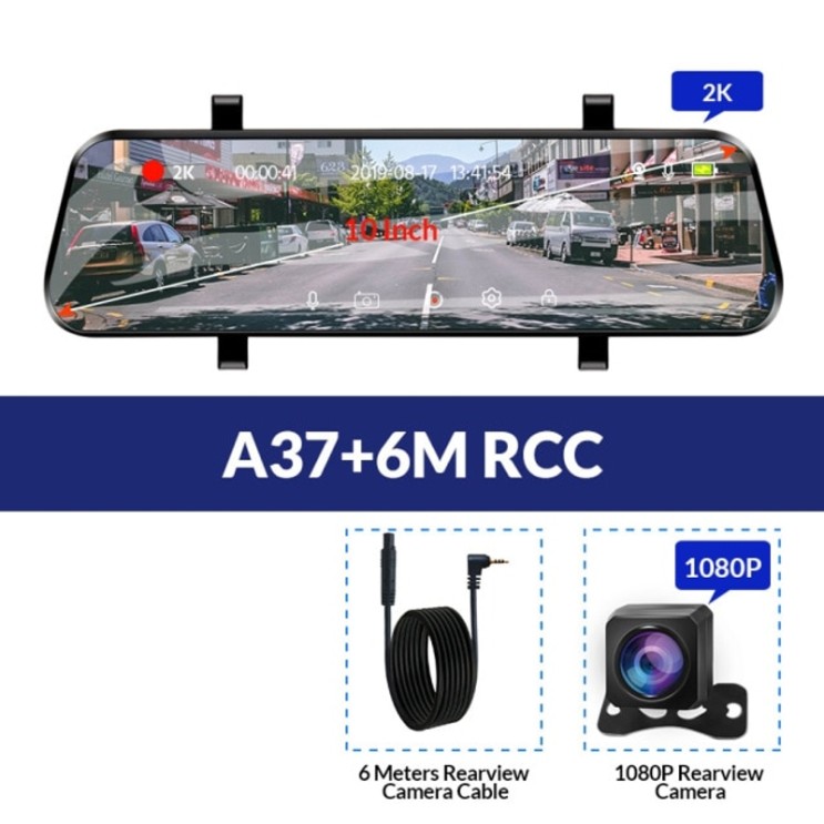 인기있는 차량용 스마트 악세서리 HUD GPS 무선 미러링 E-ACE A37 자동차 Dvr 10.0 인치 후면보기 미러 2K 대시 캠 1080P 자동차 카메라 후면보기 카메라 비디