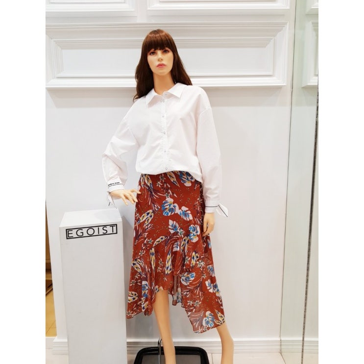  인지도 있는 밑단 언발 쉬폰 스커트 EK3JS700 ···