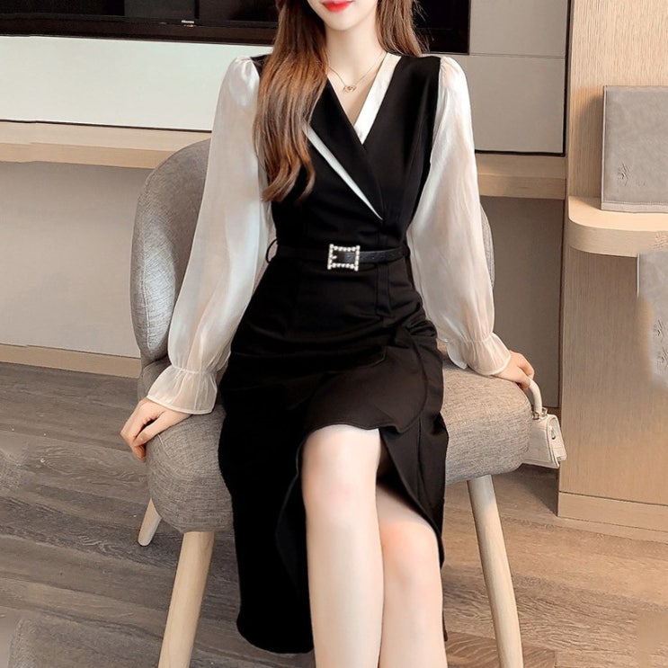 인기 많은 르엠마 쉬폰 하객룩 시스루 연말모임룩 배색 블랙 봄 원피스 추천합니다 인기 많은 르엠마 쉬폰 하객룩 시스루 연말모임룩 배색 블랙 봄 원피스 추천합니다