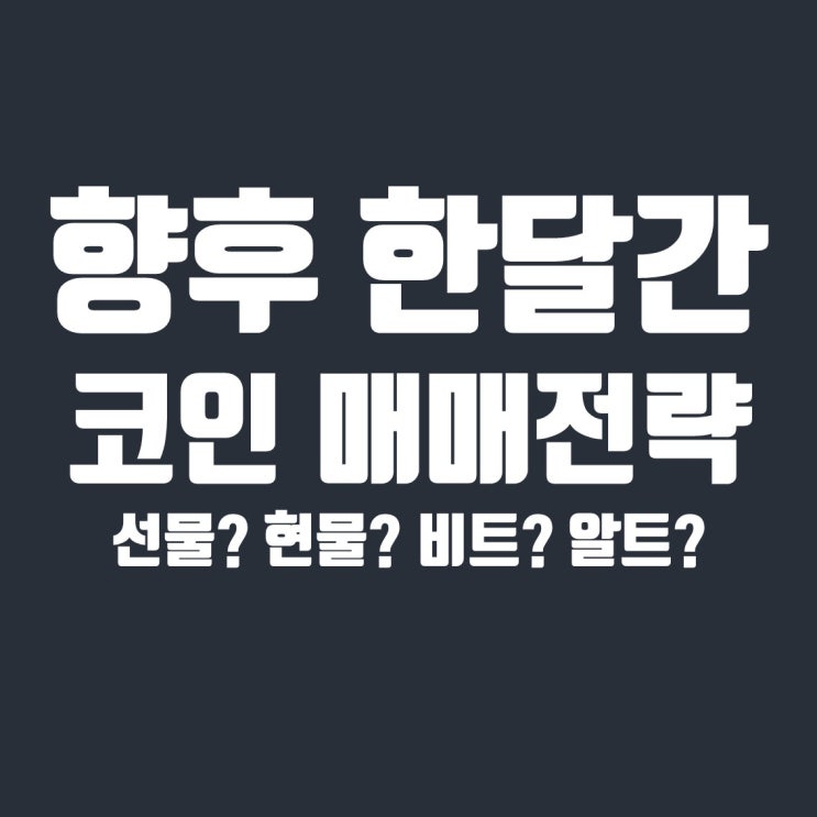  코인시장에서 중요한 앞으로의 한 달, 코인 매매 계획 & 전략 공유
