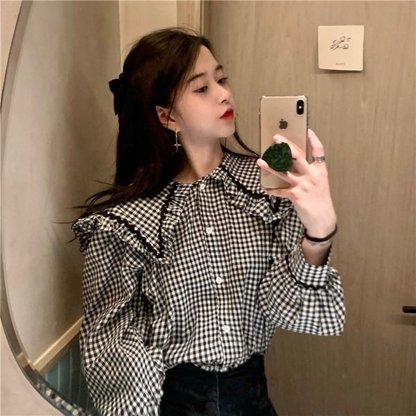의외로 인기있는 퐁순싸롱 빅 카라 배색 체크 패턴 레이어드 블라우스 SY 추천합니다 의외로 인기있는 퐁순싸롱 빅 카라 배색 체크 패턴 레이어드 블라우스 SY 추천합니다