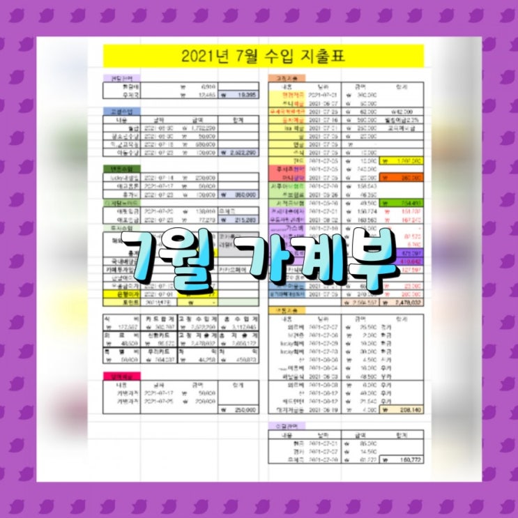  7월가계부 쓰기와 평가