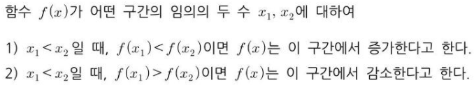  함수의 증가와 감소