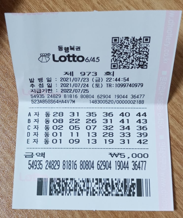  칼로 사람을 죽이는 꿈  로또 973회 당첨