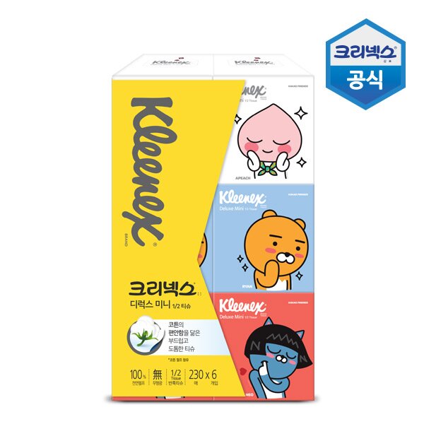 최근 인기있는 1.1크리넥스 디럭스 미니 카카오 미용티슈 230매X6개입 좋아요 최근 인기있는 1.1크리넥스 디럭스 미니 카카오 미용티슈 230매X6개입 좋아요