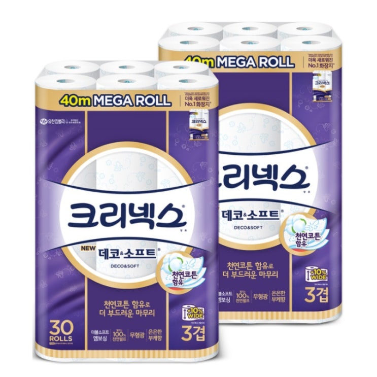 잘팔리는 크리넥스 데코앤소프트 3겹 화장지 40m x 30롤 롤화장지 고급롤화장지(3겹이상), 4팩 좋아요 잘팔리는 크리넥스 데코앤소프트 3겹 화장지 40m x 30롤 롤화장지 고급롤화장지(3겹이상), 4팩 좋아요