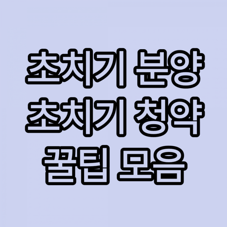  초치기 분양,청약 꿀팁 모음