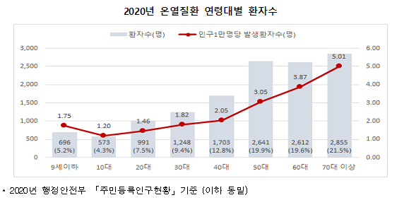  2020년 건강보험 온열질환 진료현황 분석 결과