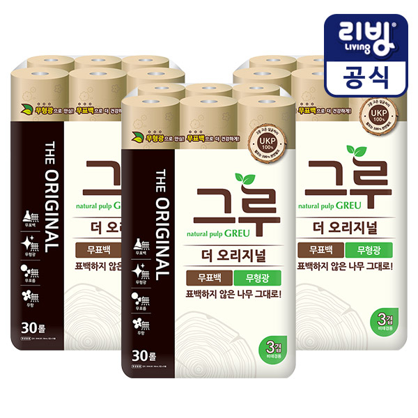요즘 인기있는 삼정펄프 그루 오리지널 무표백 화장지 30롤x3(총90롤), 30롤, 3개 ··· 요즘 인기있는 삼정펄프 그루 오리지널 무표백 화장지 30롤x3(총90롤), 30롤, 3개 ···