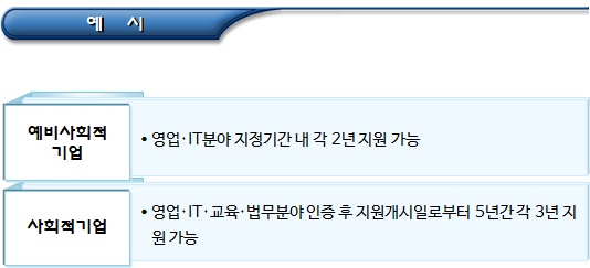 사회적기업 전문인력 지원 기간 및 분야 사회적기업 전문인력 지원 기간 및 분야