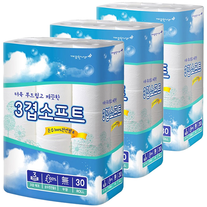 많이 찾는 깨끗한나라 3겹소프트 천연펄프 롤화장지 27m, 30롤, 3팩 ··· 많이 찾는 깨끗한나라 3겹소프트 천연펄프 롤화장지 27m, 30롤, 3팩 ···
