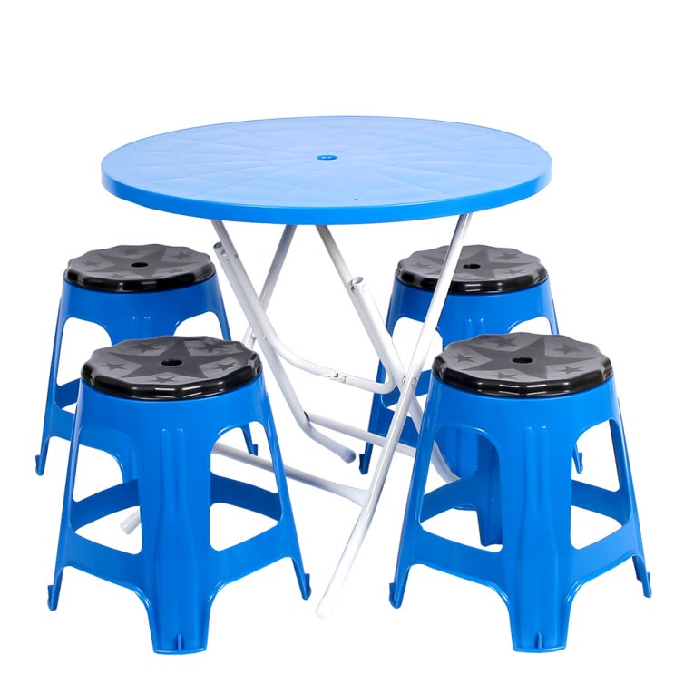 최근 인기있는 지오리빙 포장마차 테이블 의자 세트, 원형+회전(블루) 좋아요
