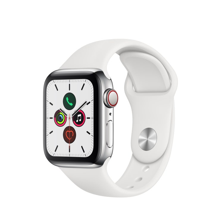 갓성비 좋은 Apple 애플워치5 40mm GPS+Cellular, 스테인리스 스틸 케이스, 화이트 스포츠 밴드 추천해요 갓성비 좋은 Apple 애플워치5 40mm GPS+Cellular, 스테인리스 스틸 케이스, 화이트 스포츠 밴드 추천해요
