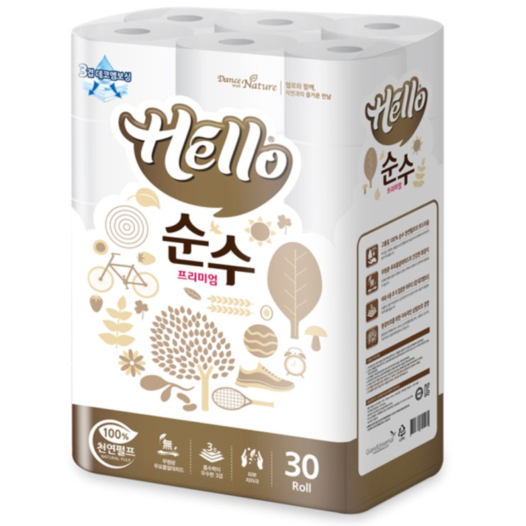 의외로 인기있는 헬로 순수 프리미엄 천연펄프 3겹 화장지 30m, 30롤, 1개 추천해요 의외로 인기있는 헬로 순수 프리미엄 천연펄프 3겹 화장지 30m, 30롤, 1개 추천해요