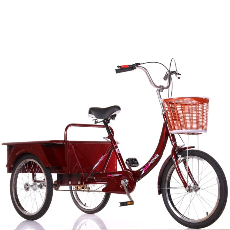 의외로 인기있는 성인용 짐싣는 캐리어 세발 자전거 화물 바이크, 와인 레드 추천합니다