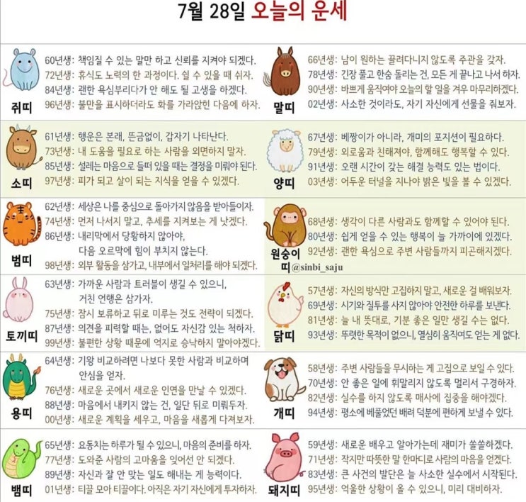 2021년 07월 28일 오늘의 운세 ! 2021년 07월 28일 오늘의 운세 !