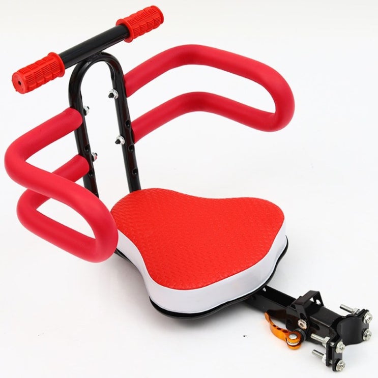 가성비 좋은 자전거 유아 아기 어린이 뒷안장 쿠션 전기 카 앞 의자 접을 수 있는 산악자전거 유모차, 빨간 좌석 + 난간 난간 ···