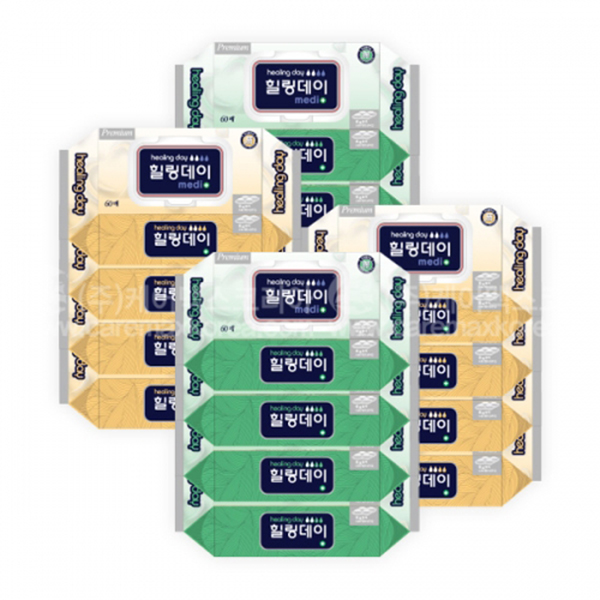 갓성비 좋은 힐링데이 엠보싱 대형물티슈 캡형 60매(200x300mm) 20팩(1200매) 1박스 ···