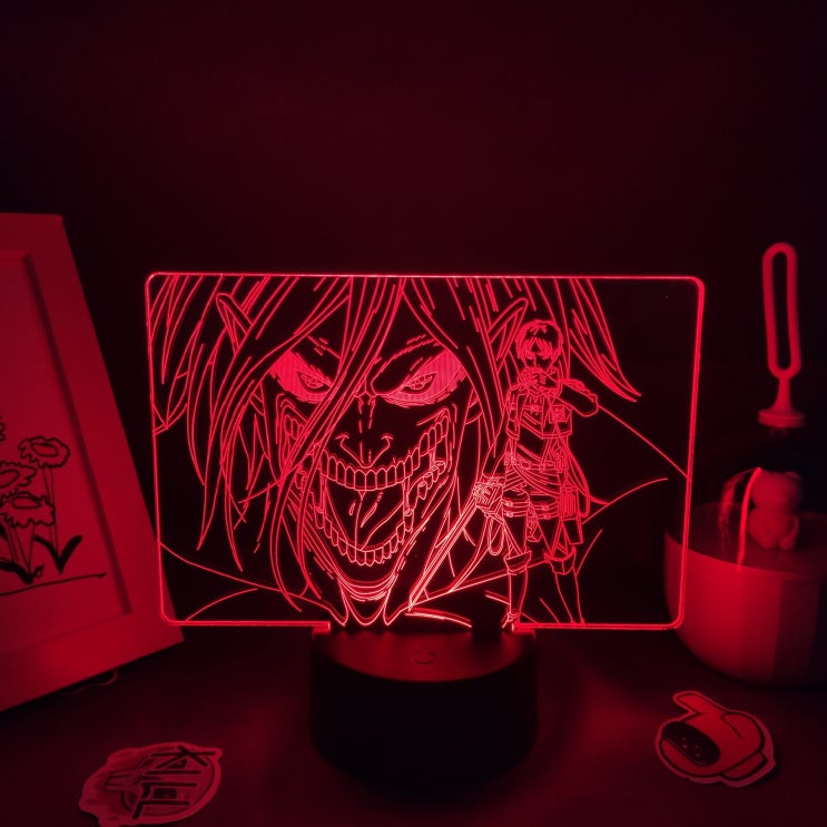 인기 많은 타이탄 그림에 대한 애니메이션 공격 Eren Jaeger Led 야간 조명 친구 선물 만화 RGB 다채로운 3D 용암 램프 침실 테이블 장식|LED 나이트 라이트|, 1