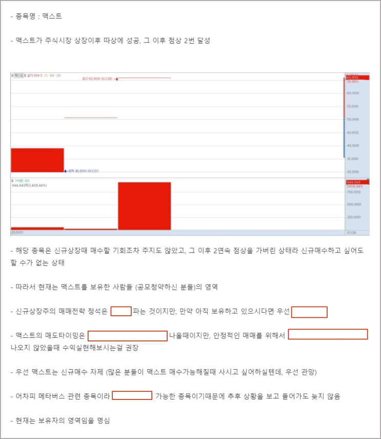  따상상상간 메타버스 기업 '맥스트'! 적절한 매도타이밍은?