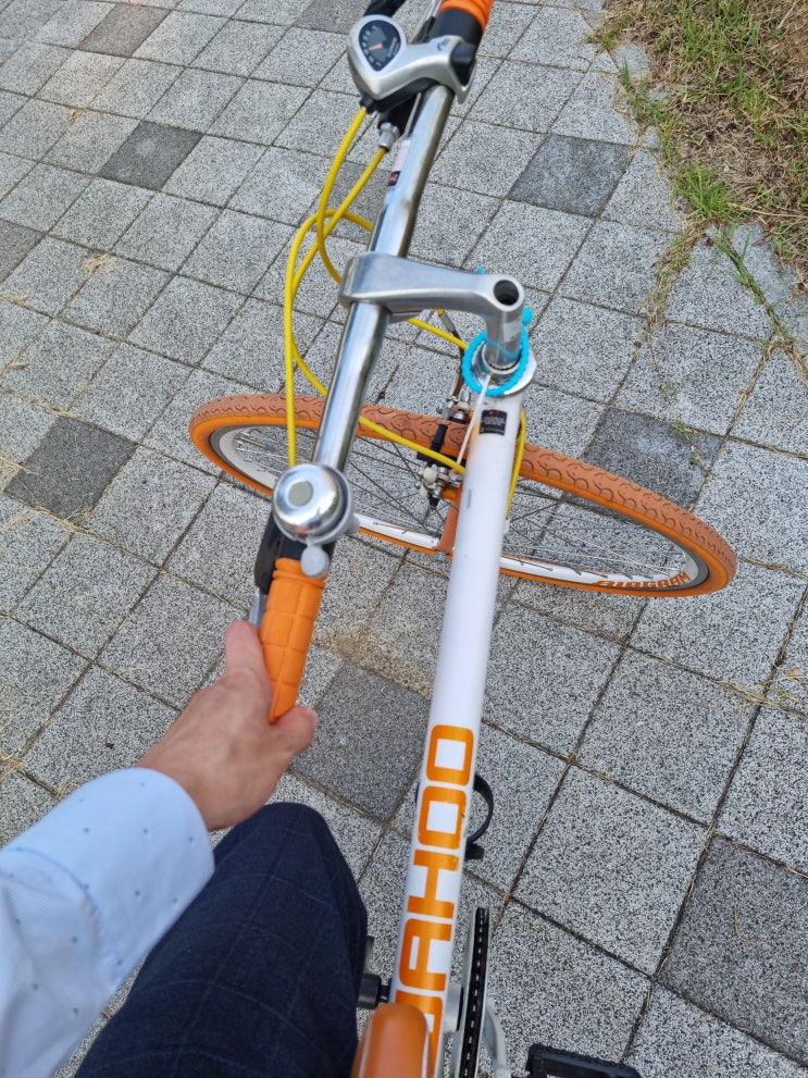 자전거 타고 출근하기.