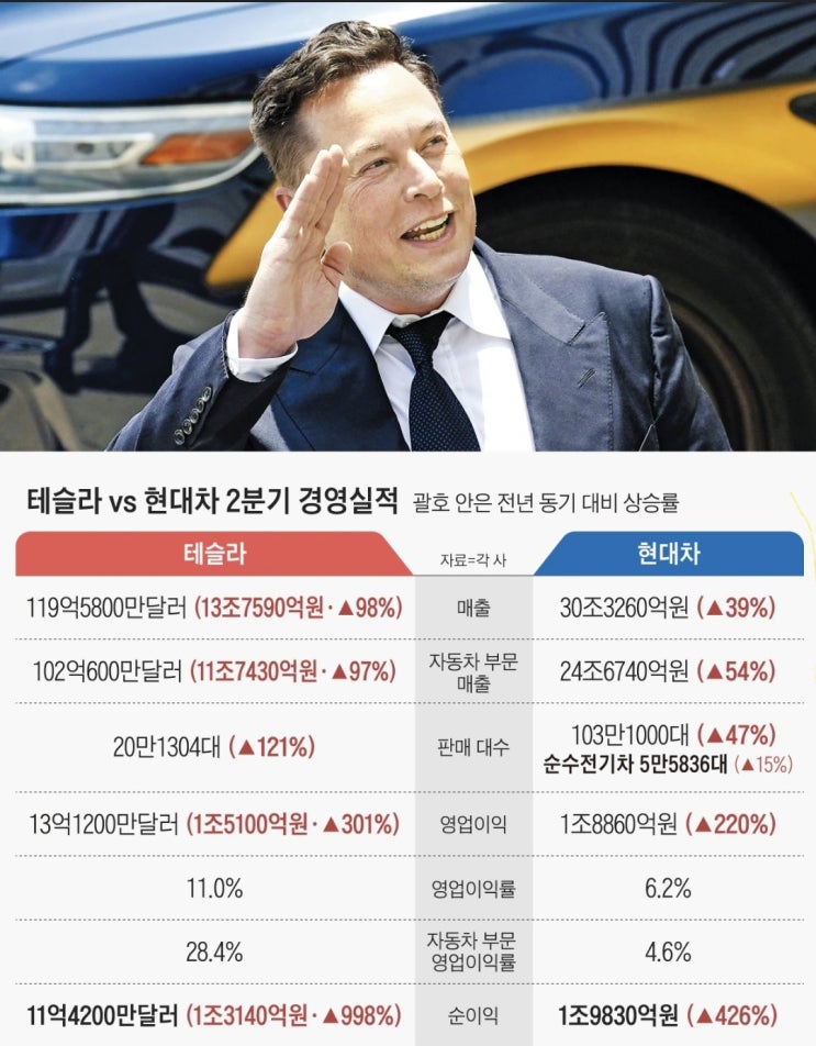  한 장으로 본 테슬라와 현대차 feat. 경제적해자