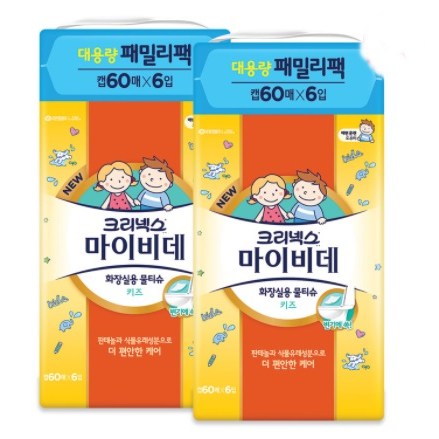 많이 팔린 크리넥스 마이비데 물티슈 키즈 캡형 60매씩 6개 x 2팩 총12개입 배변 독립 도우미 예민한 아이 피부 보호, 12팩 좋아요 많이 팔린 크리넥스 마이비데 물티슈 키즈 캡형 60매씩 6개 x 2팩 총12개입 배변 독립 도우미 예민한 아이 피부 보호, 12팩 좋아요