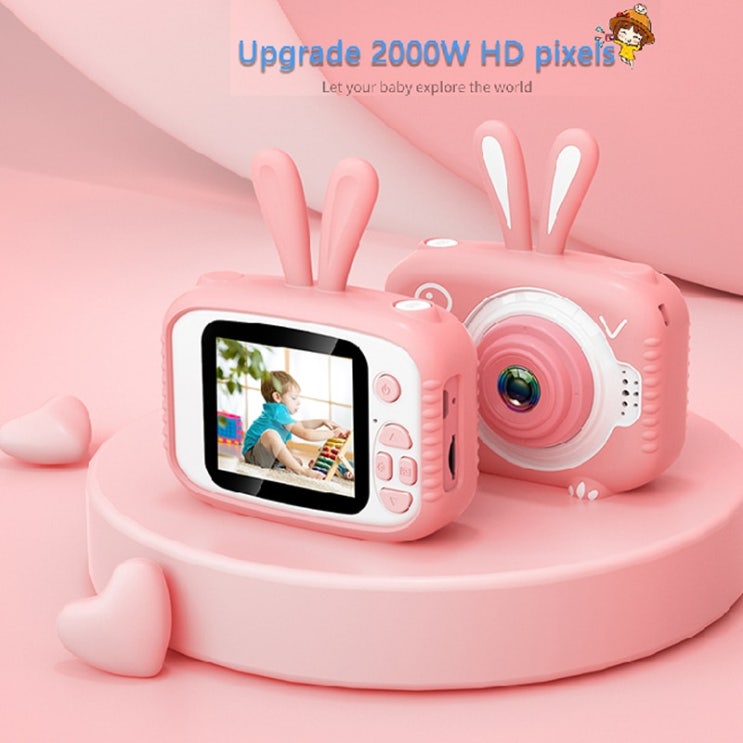 가성비갑 20MP 미니 키즈 카메라 IPS 스크린 HD 1080P 어린이 디지털 사진 카메라 장난감 400mAh 리튬 배터리 크리스마스 선물|포인트 & 샷 카메라|, 1개, 분홍색