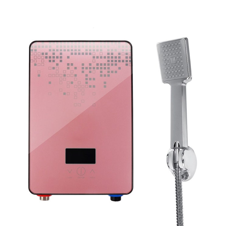 선호도 높은 Mrosaa 6500W 220v 가정용 전기 온수기 벽걸이형 샤워기 전기순간온수기 세트, 핑크 ···