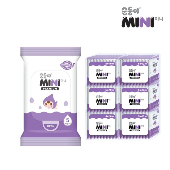 의외로 인기있는 순둥이물티슈 미니 프리미엄휴대용5매60팩/P-6Mini 추천해요