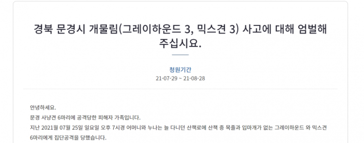 개 주인을 엄벌해주세요