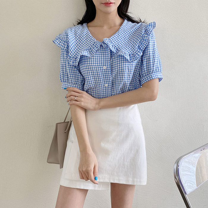 잘팔리는 빅카라 여름에 반팔 체크블라우스 국내생산 추천해요 잘팔리는 빅카라 여름에 반팔 체크블라우스 국내생산 추천해요