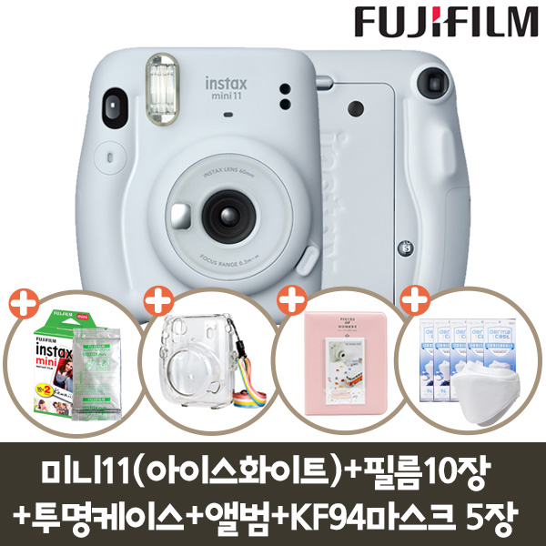 가성비갑 인스탁스 미니11카메라+투명케이스+미니1p+하드앨범+더마캐스트 5장, 1개, 아이스화이트 ··· 가성비갑 인스탁스 미니11카메라+투명케이스+미니1p+하드앨범+더마캐스트 5장, 1개, 아이스화이트 ···