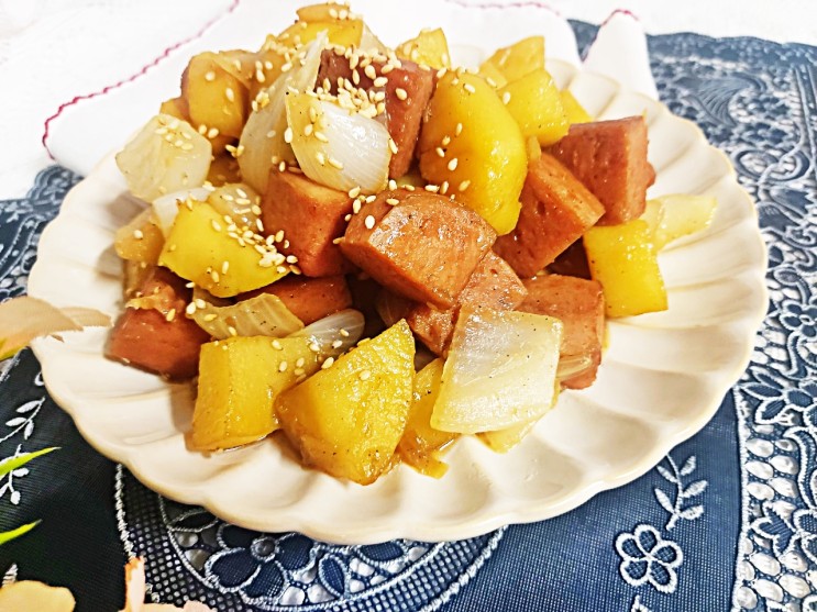 스팸 햄 간장 감자조림 식감 좋게 만드는 법 간단한 밑반찬 만들기