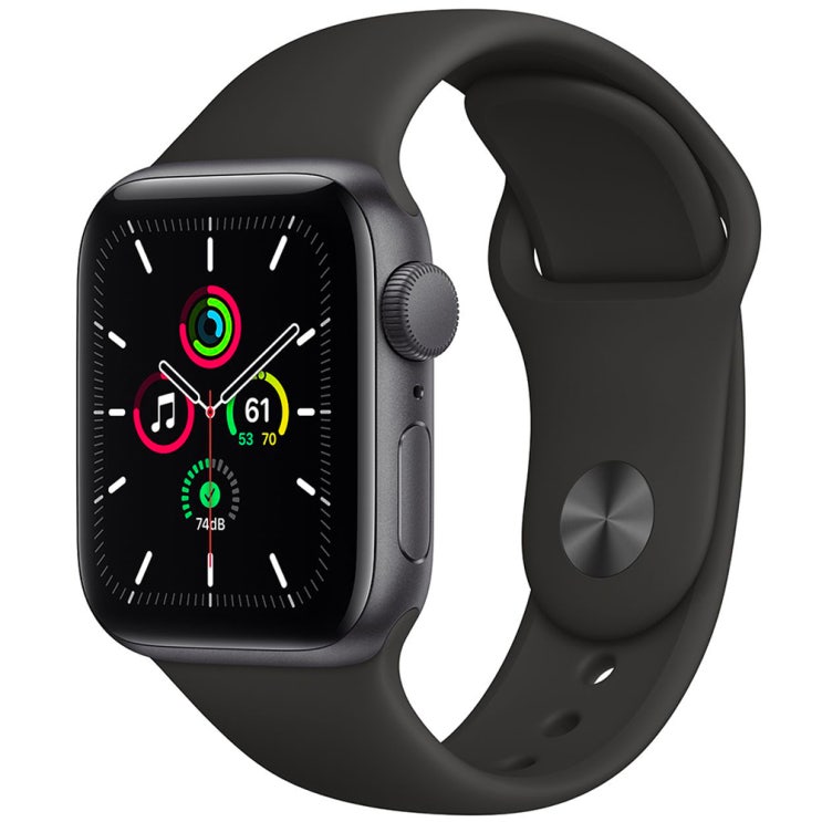  요즘 인기있는 Apple 애플워치 SE, GPS, 스페이스 그레이 알루미늄 케이스, 블랙 스포츠 밴드 ···