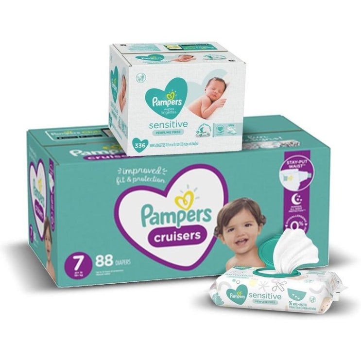 인기있는 미국직구 기저귀 크기 7 88 개 아기 물티슈-Pampers Cruisers 일회용 아기 기저귀 물 아기 물티슈 민감성 팝 탑 팩 336 개 (포장은 다를 수 있음), 상 인기있는 미국직구 기저귀 크기 7 88 개 아기 물티슈-Pampers Cruisers 일회용 아기 기저귀 물 아기 물티슈 민감성 팝 탑 팩 336 개 (포장은 다를 수 있음), 상