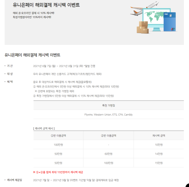  2021 8월 우리카드 직구 이벤트  (10%-최대 10만)