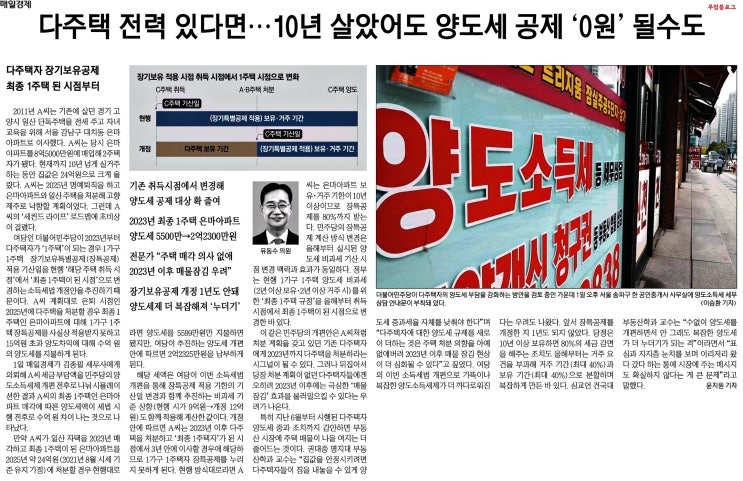  오늘의 경제뉴스_21년8월2일(월) - 다주택 전력 있다면···10년 살았어도 양도세 공제 '0원' 될 수도