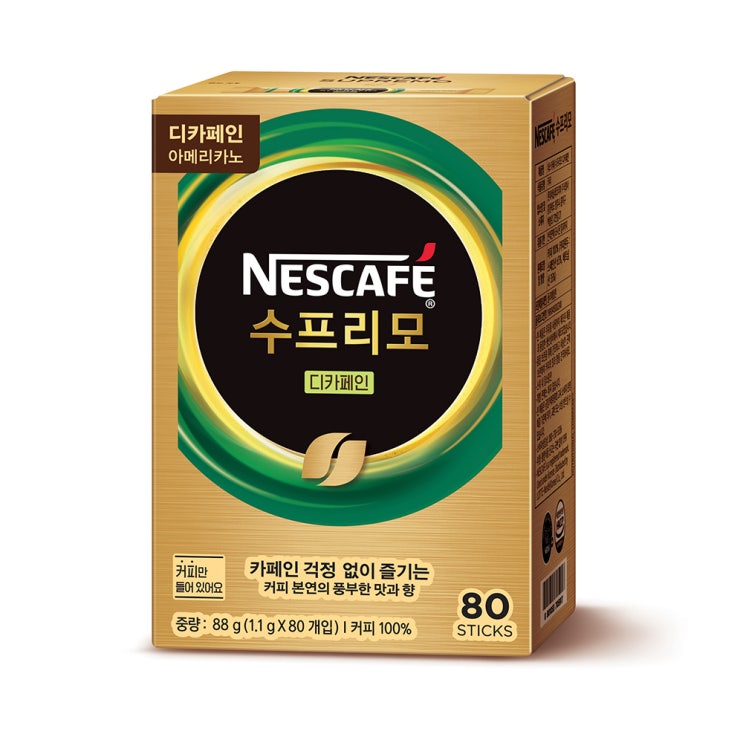 인기있는 수프리모 디카페인 아메리카노 커피 스틱, 1개입, 80개입 ··· 인기있는 수프리모 디카페인 아메리카노 커피 스틱, 1개입, 80개입 ···