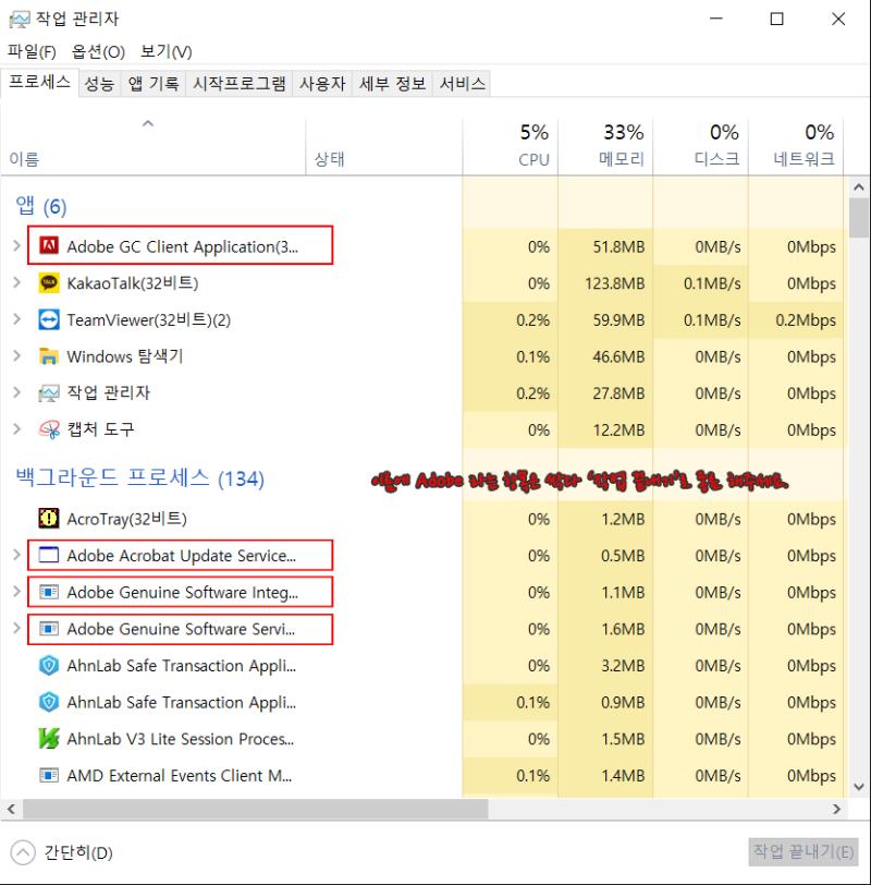 Adobe 비정품 소프트웨어 관련 메시지 ( Adobe Genuine Software Integrity Service ) 창 안 ...
