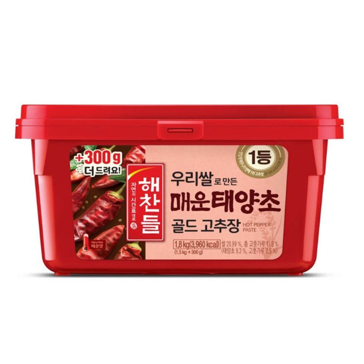 인지도 있는 해찬들 우리쌀로 만든 매운 태양초 골드 고추장, 1.8kg, 1개 추천해요