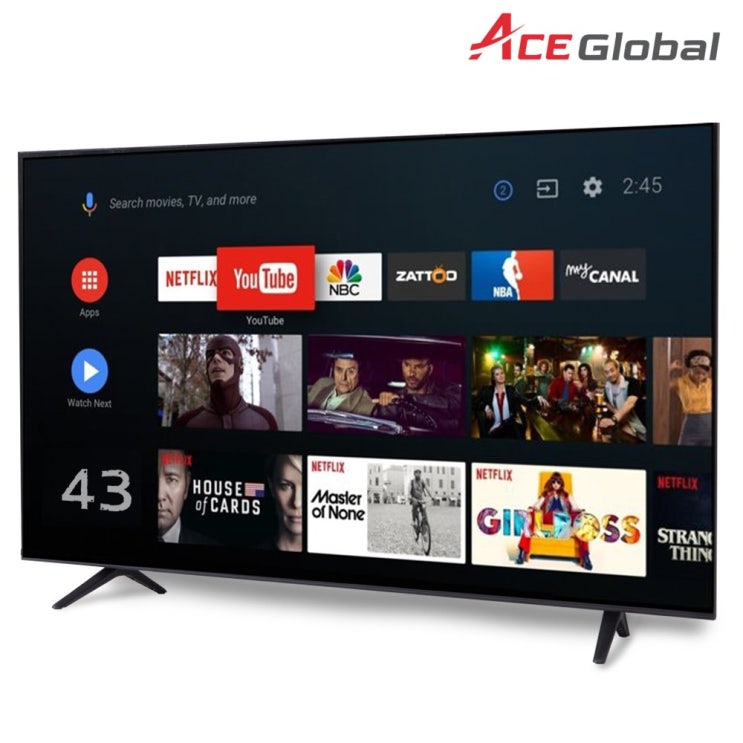 인기있는 에이스 43인치 109cm 4K UHD 구글 스마트TV 와이드뷰 안드로이드HDR, 자가설치(택배배송) 좋아요 인기있는 에이스 43인치 109cm 4K UHD 구글 스마트TV 와이드뷰 안드로이드HDR, 자가설치(택배배송) 좋아요